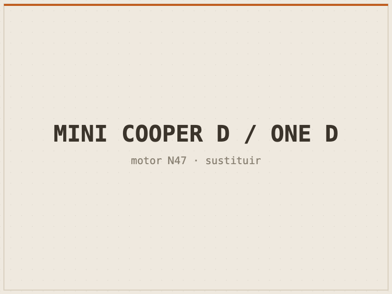 MINI Cooper D / One D con motor N47 en el taller